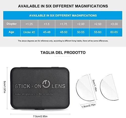 Stick-on Bifocal Lenses, Convert Sunglasses, Goggles, or Glasses into Magnified Readers, Reusable, No Water Needed